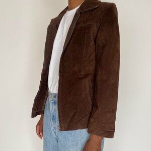 Vintage 90s Sakti Chocolate Suede LeatherJacket